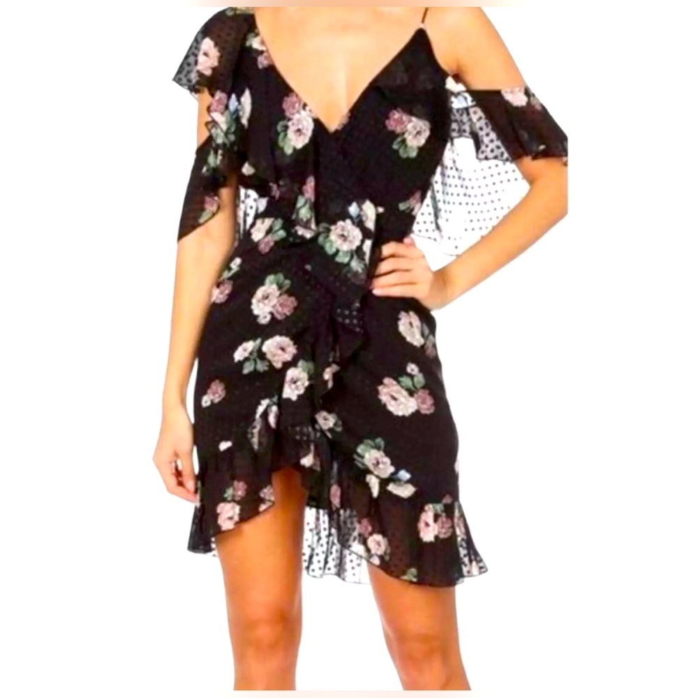 NICHOLAS ASYMMETRICAL COLD SHOULDER FLORAL DRESS SIZE 2 $595 NORDSTROM